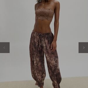 Free People Ready To Go Brown Floral Bloomer Pants